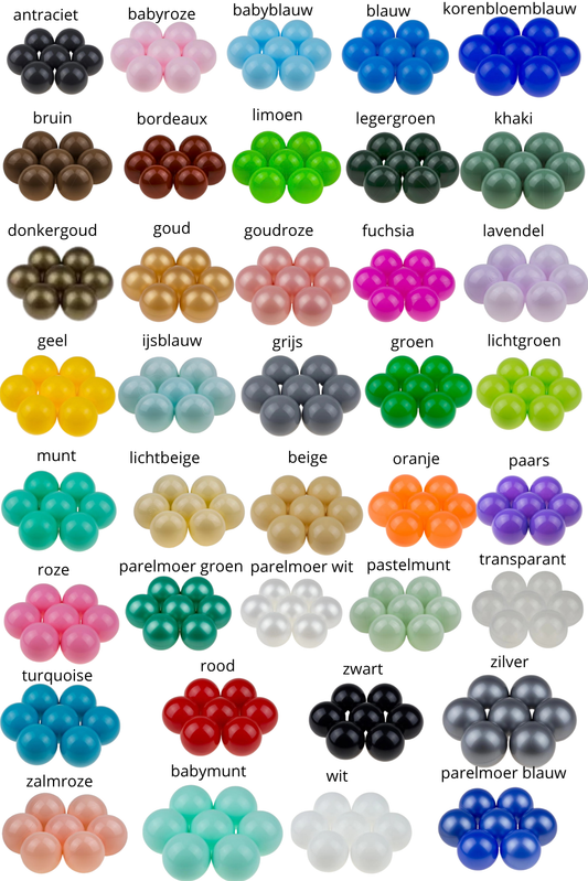 Sample Set 10 Ballenbakballen 7 cm – Kies uit Ballenbakballenshop Eigen collectie