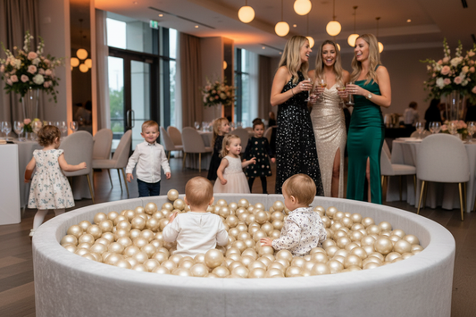 Bedrijfsfeest vrouwen en kids ballenbak