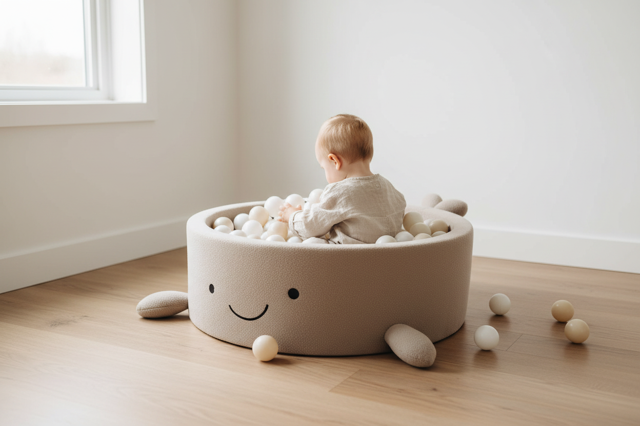Beige smiley ballenbak – kind van achteren