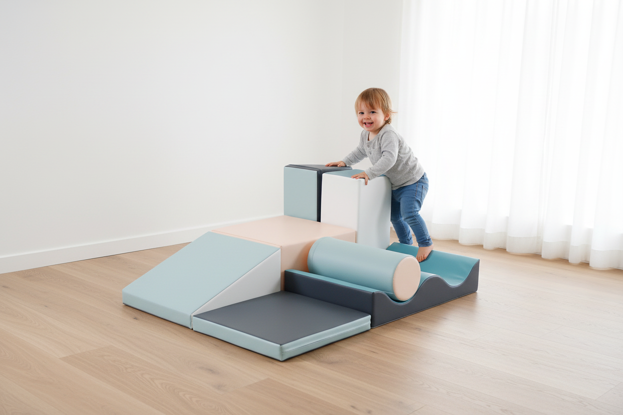 Blauw/grijs set met Europees kind