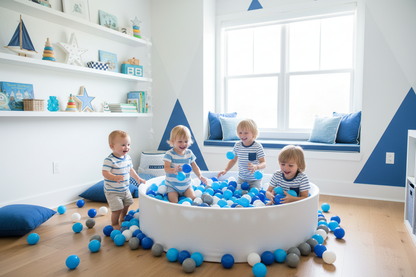 Blauw wit grijs mix ballenbak meerdere kinderen bijpassende kamer
