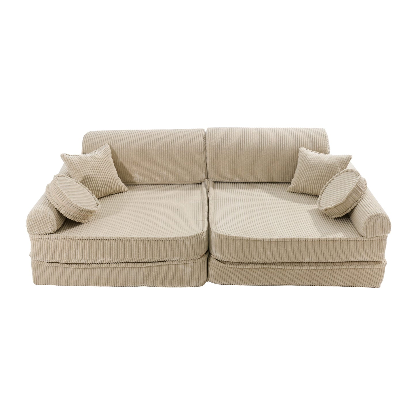 Modulaire Kinderbank Sofa 10 Elementen Ribstof – Zachte Speelbank