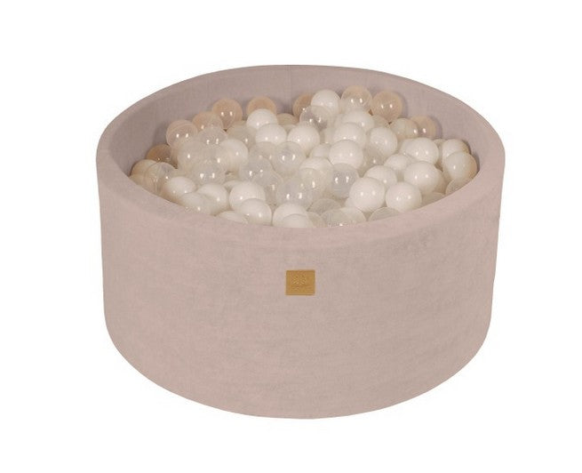 MeowBaby Ronde Fluwelen ballenbak Ecru