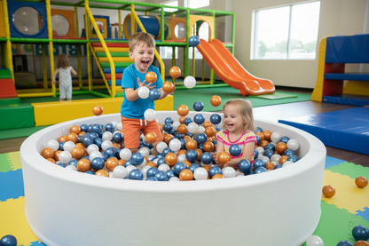 Grote ballenbak indoorspeeltuin goud blauw parelmoer