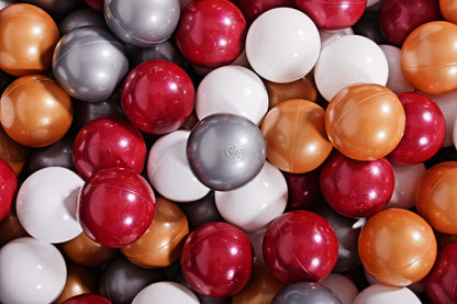 Imperial Luxe Mix Ballenbakballen 7 cm – Goud, Zilver & Bordeaux Parelmoer