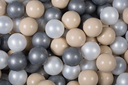 Luxe Scandinavian Mix Ballenbakballen 7 cm – Beige, Parelmoer & Zilver