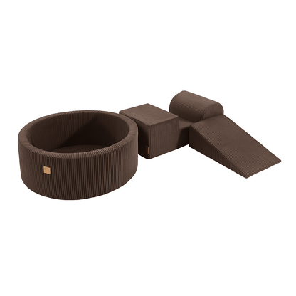 Luxe Ribstof Soft Play Speelset met Ballenbak – 4-delige klimblokken