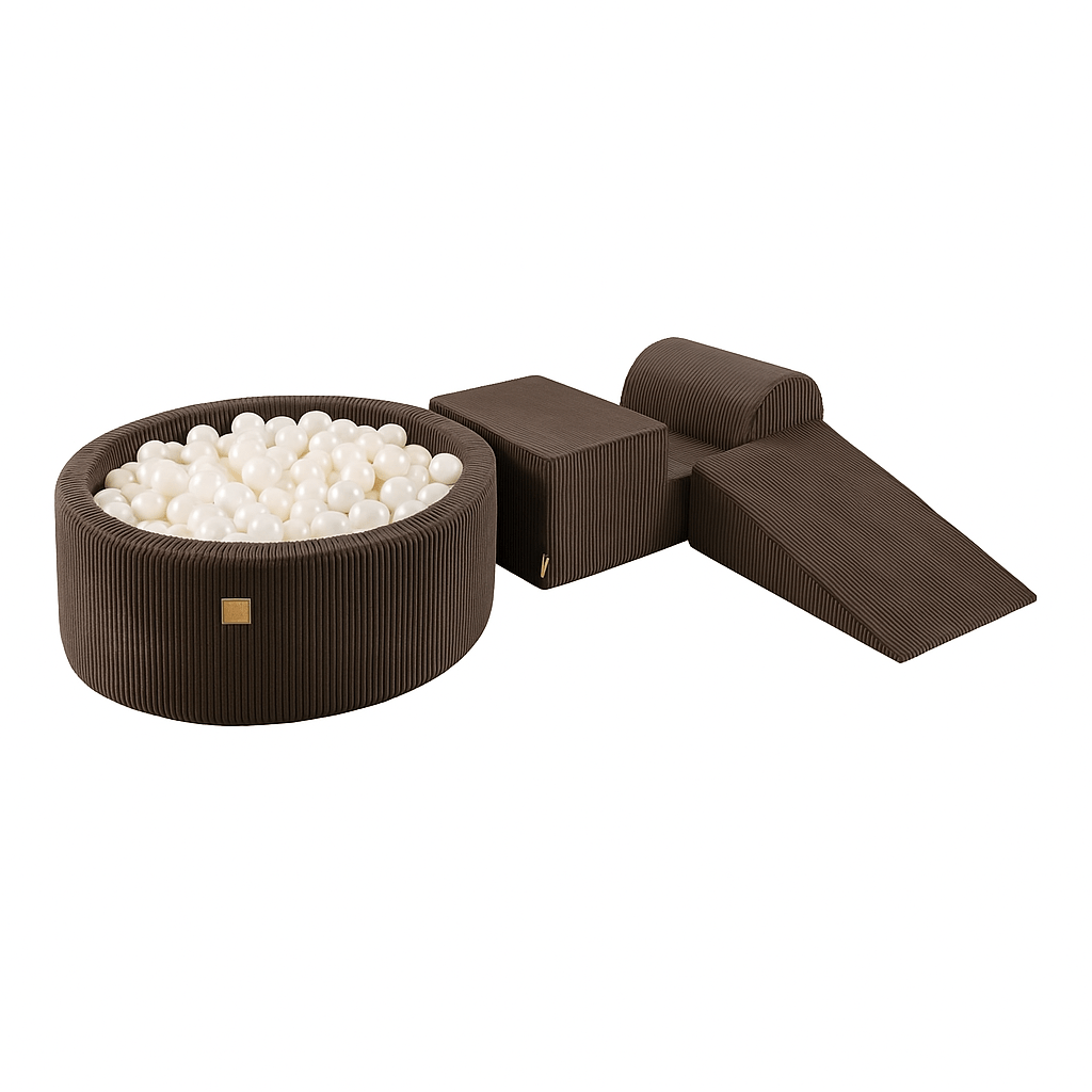 Luxe Ribstof Soft Play Speelset met Ballenbak – 4-delige klimblokken