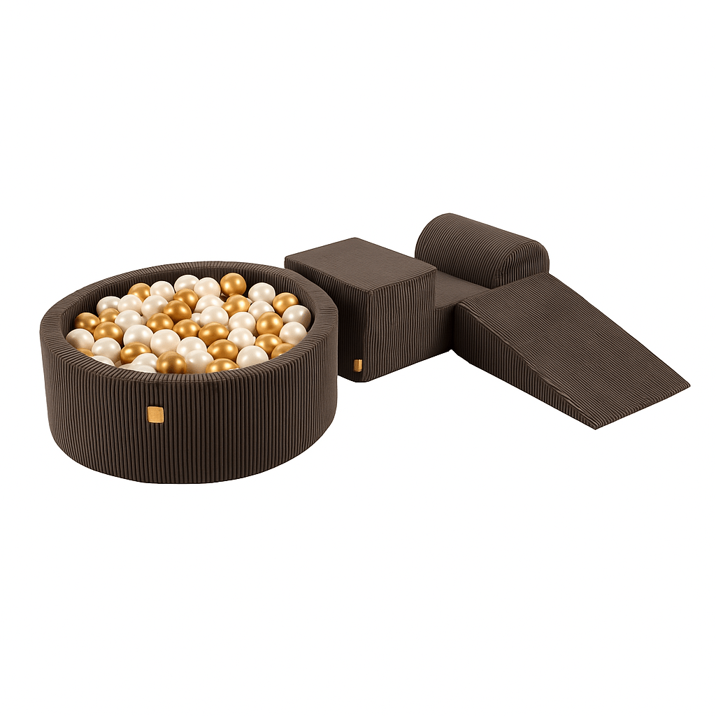 Luxe Ribstof Soft Play Speelset met Ballenbak – 4-delige klimblokken