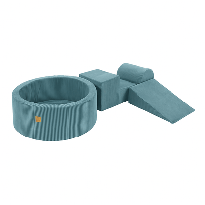 Luxe Ribstof Soft Play Speelset met Ballenbak – 4-delige klimblokken