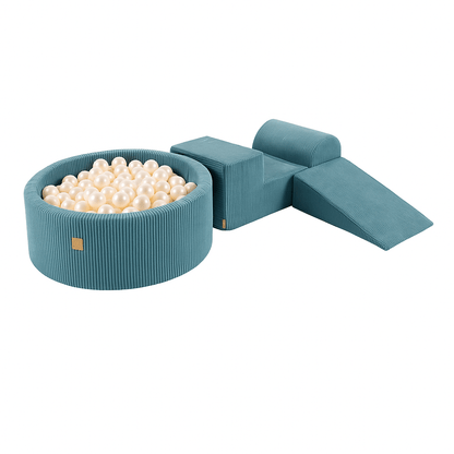 Luxe Ribstof Soft Play Speelset met Ballenbak – 4-delige klimblokken