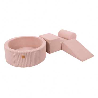 Luxe Ribstof Soft Play Speelset met Ballenbak – 4-delige klimblokken