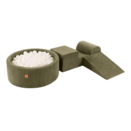 Luxe Ribstof Soft Play Speelset met Ballenbak – 4-delige klimblokken