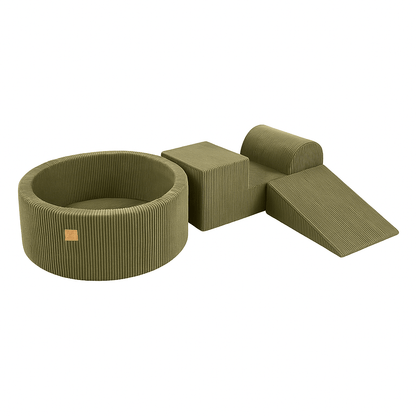 Luxe Ribstof Soft Play Speelset met Ballenbak – 4-delige klimblokken