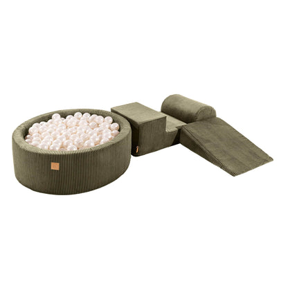 Luxe Ribstof Soft Play Speelset met Ballenbak – 4-delige klimblokken