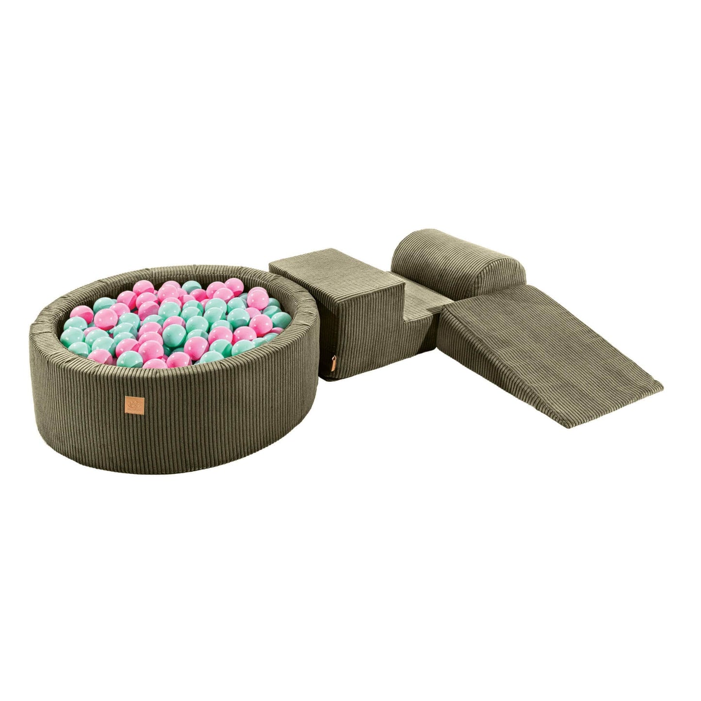 Luxe Ribstof Soft Play Speelset met Ballenbak – 4-delige klimblokken