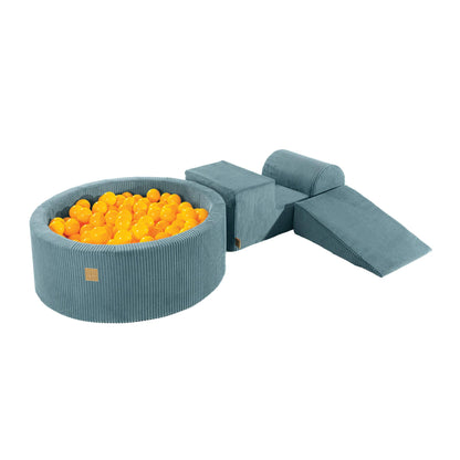 Luxe Ribstof Soft Play Speelset met Ballenbak – 4-delige klimblokken