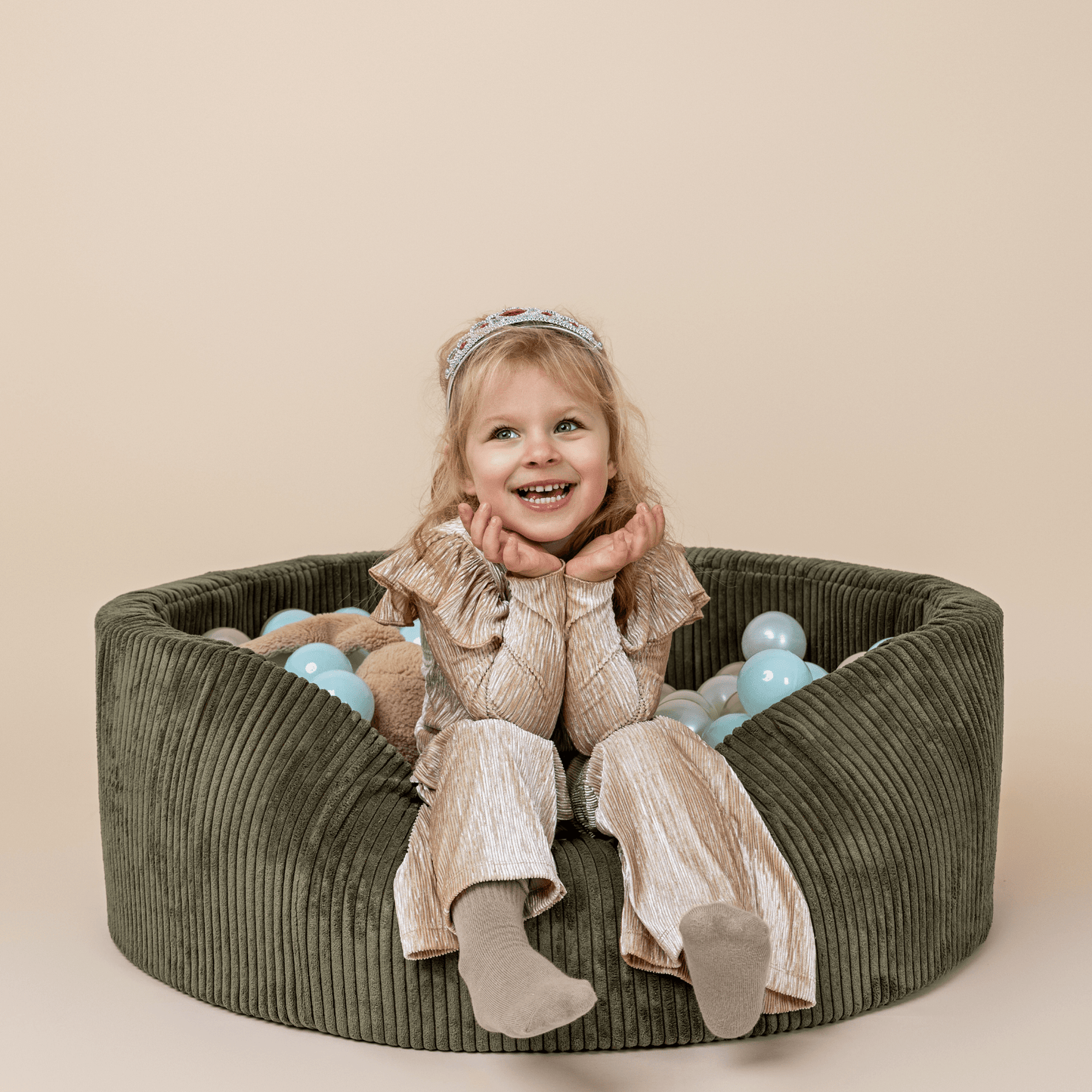 Luxe Ribstof Soft Play Speelset met Ballenbak – 4-delige klimblokken