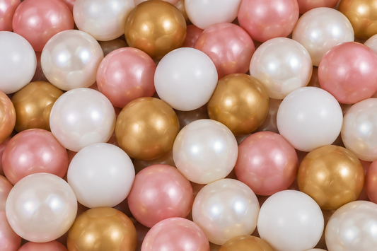 Feestdagen Mix Ballenbakballen 7 cm -Parelmoer wit, wit, puur goud en goud roze