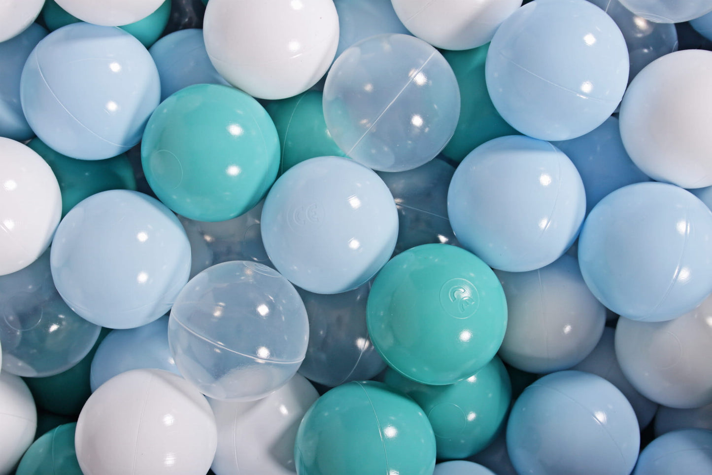 Ocean Breeze Mix Ballenbakballen 7 cm – Babyblauw, Turquoise, Wit & Transparant