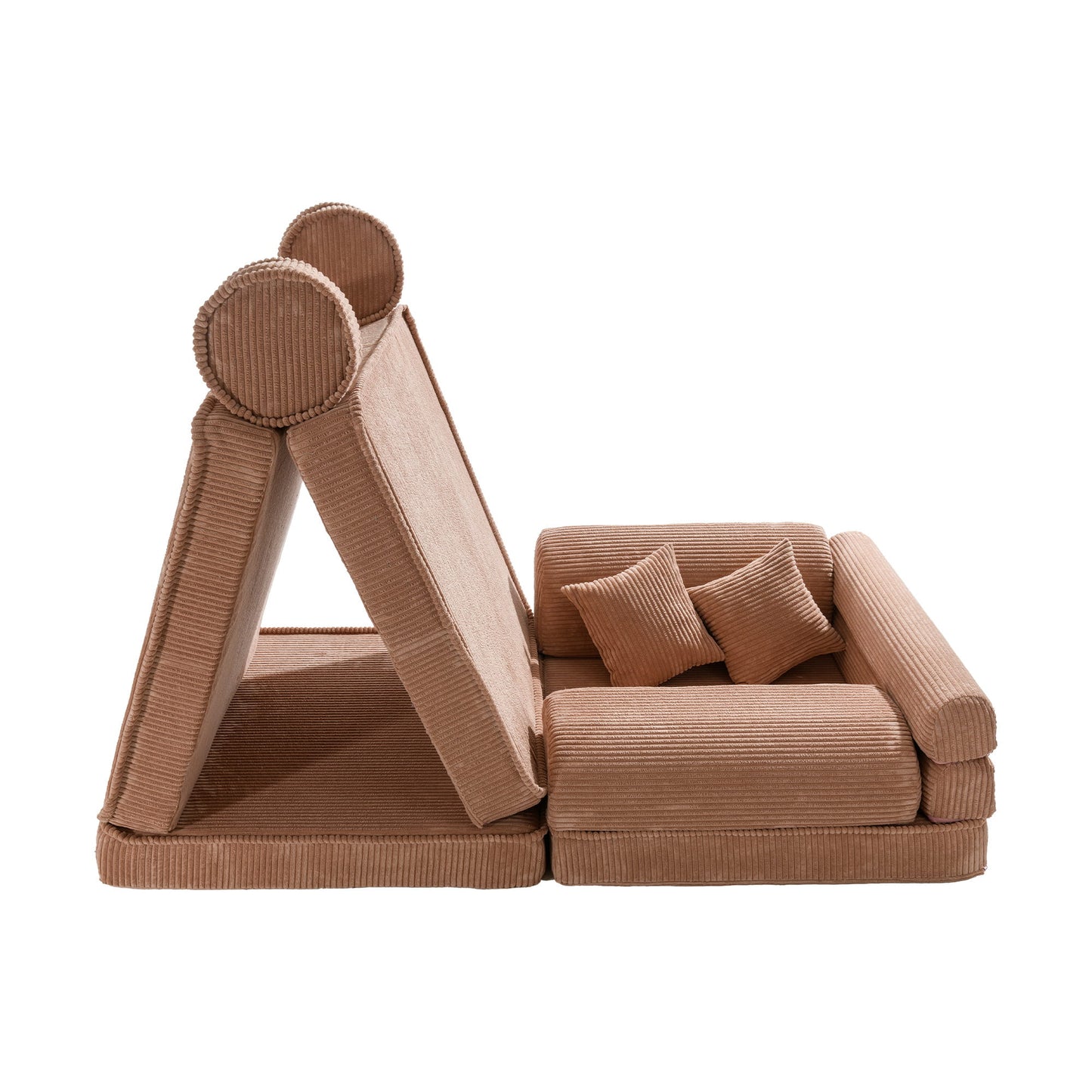 Modulaire Kinderbank Sofa 10 Elementen Ribstof – Zachte Speelbank