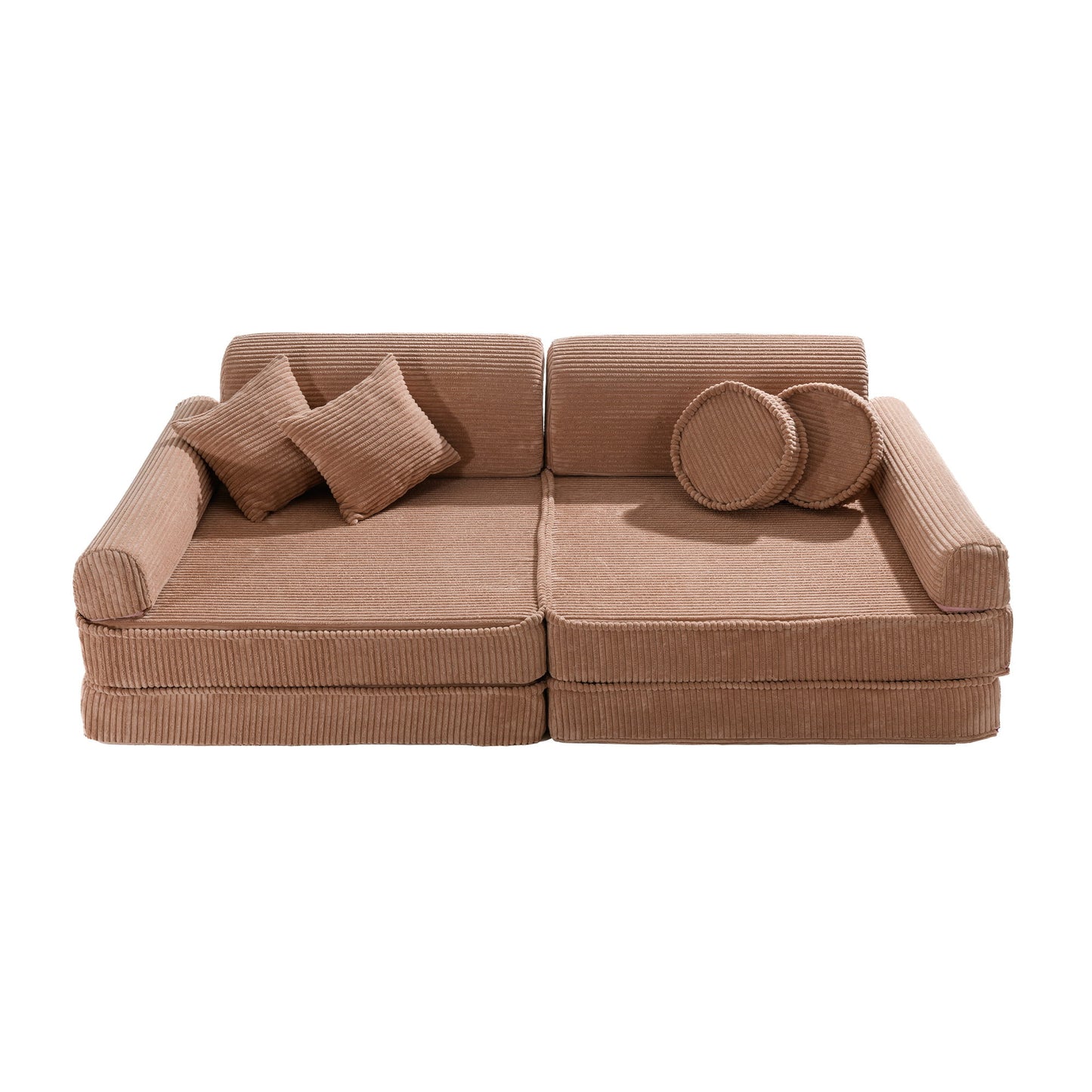 Modulaire Kinderbank Sofa 10 Elementen Ribstof – Zachte Speelbank