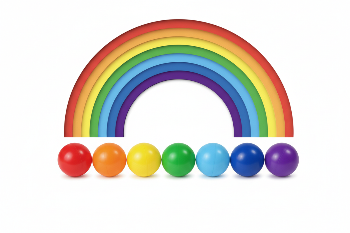 Regenboog met jouw paarse ballen