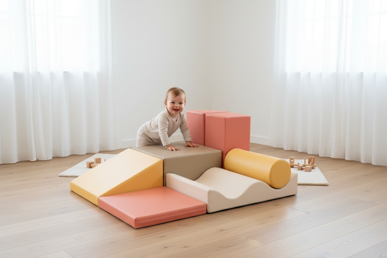 Roze/beige set met Europees kind
