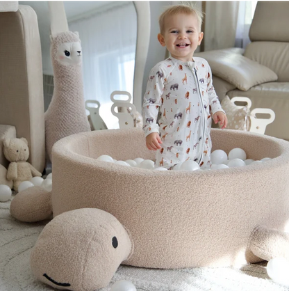 Bouclé Schildpad Ballenbak Oat Biscuit Beige – Ballen naar Keuze