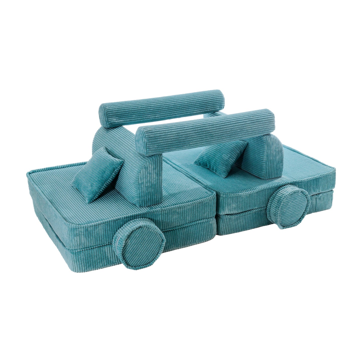 Modulaire Kinderbank Sofa 10 Elementen Ribstof – Zachte Speelbank