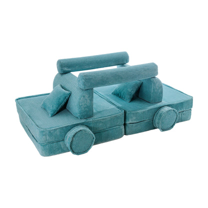 Modulaire Kinderbank Sofa 10 Elementen Ribstof – Zachte Speelbank