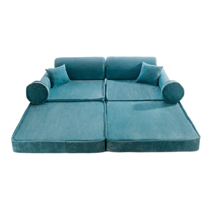 Modulaire Kinderbank Sofa 10 Elementen Ribstof – Zachte Speelbank