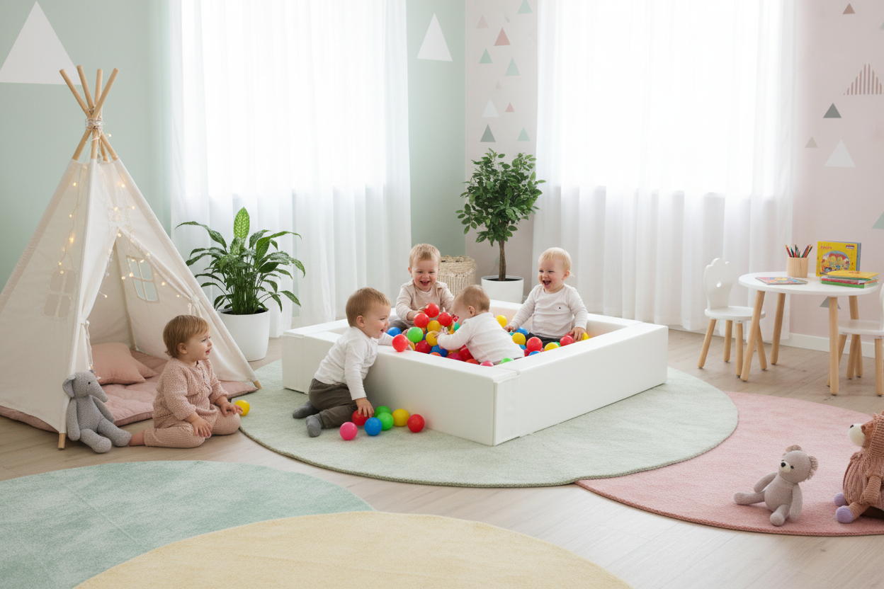 Witte ballenbak in kinderkamer