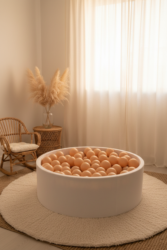 Zandbeige nude ballen Instagram babykamer