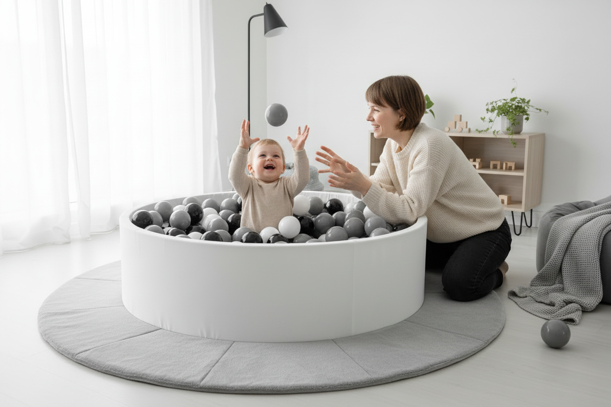 Zwart wit grijs ballen mix ballenbak stijlvolle kamer